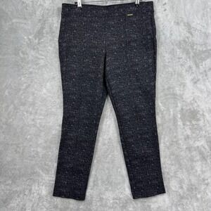 Anne Klein Pnats Womens Womens 14 Black Gray Abstract Pull On Trouser Stretch